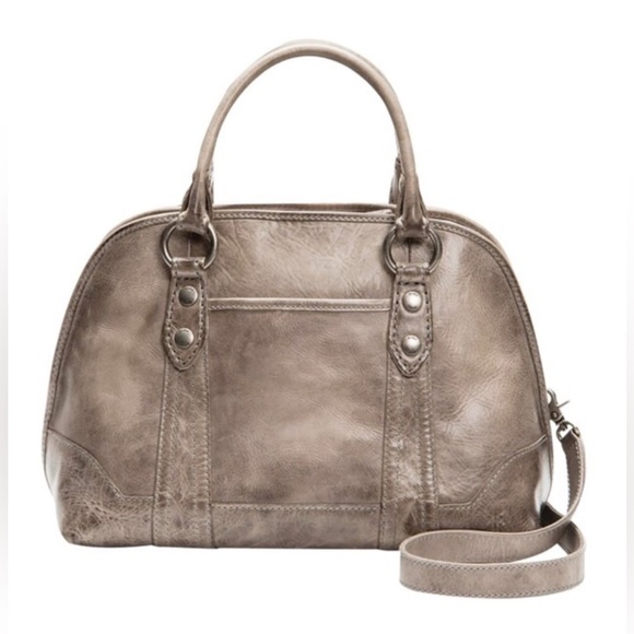 Frye Melissa Dome Satchel Gray Leather Crossbody Handbag - Picture 12 of 14